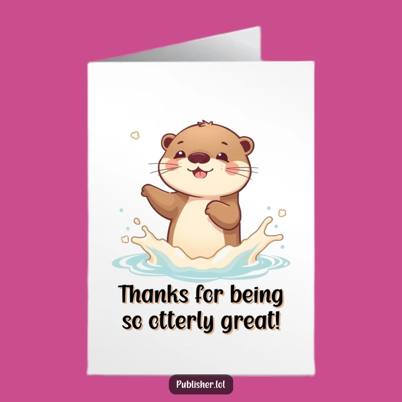 Free Printable Thank You Otter Card: Funny Book Gift Appreciation, Downloadable