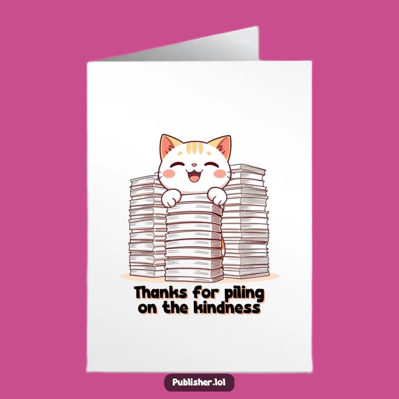 Free Printable Thank You Card: Amusing Cat Paper Piler, Fun Downloadable Gift!