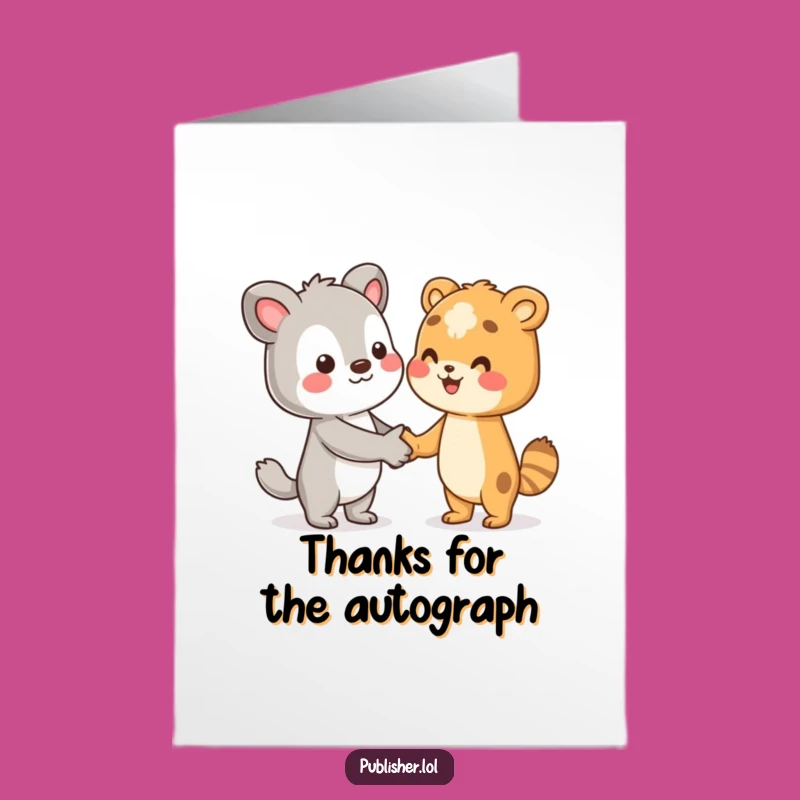 Free Printable Thank You Card: Animal & Author, Funny Gratitude Downloadable Gift