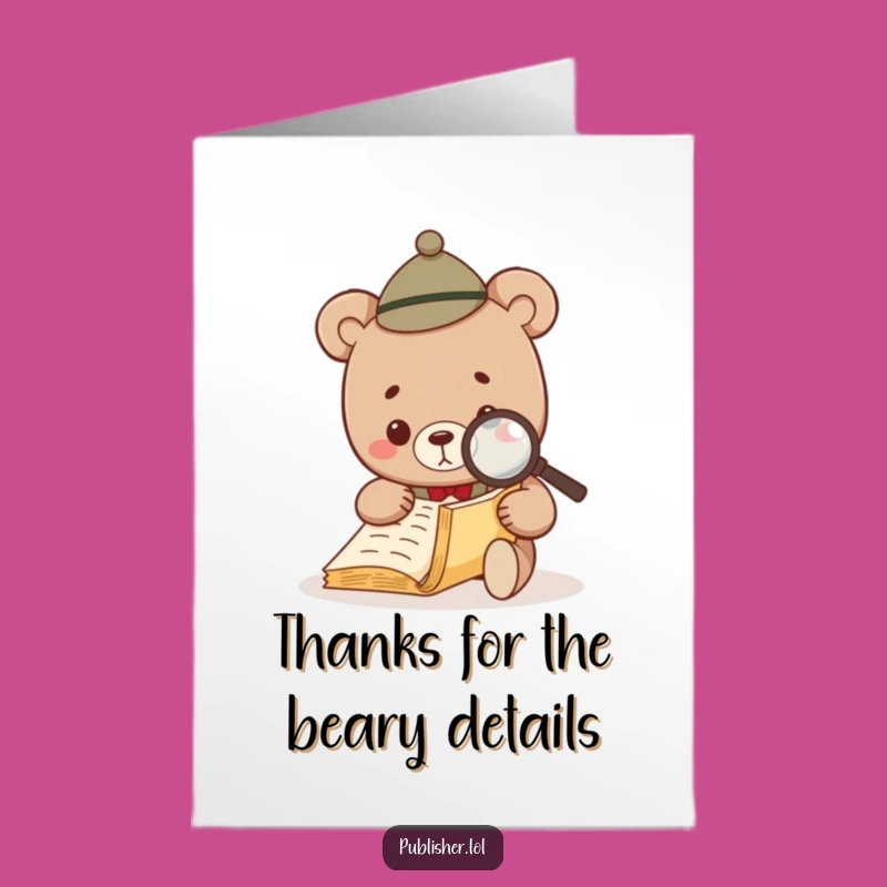 Free Printable Thank You Card: Amusing Bear Scholar, Fun Downloadable Gift!