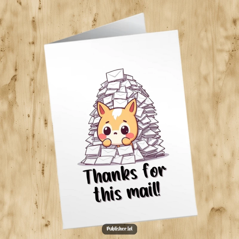 Funny Free Printable Thank You Card: Animal shocked by a massive delivery of thank you mail.