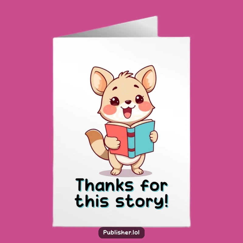 Free Printable Thank You Card: Book Presenting Animal, Downloadable for a Grateful & Literary Thank You