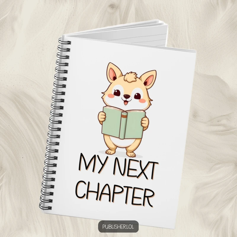 Funny Notebook: Lined pages featuring an animal character presenting a finished book with a grand gesture, ideal for journaling and writing.