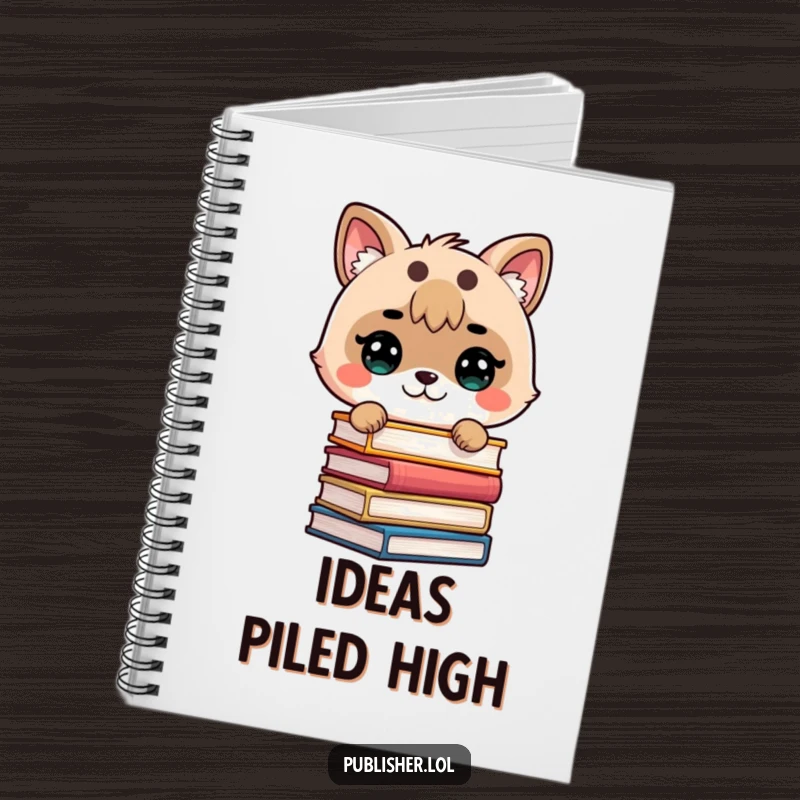 Funny notebook featuring a cute animal determinedly stacking books, ideal for journaling reading experiences and literary thoughts.