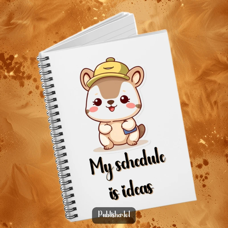 Funny Organized Animal Notebook with a pleased character wearing a busy schedule hat, perfect for notes, plans, and humorous inspiration.