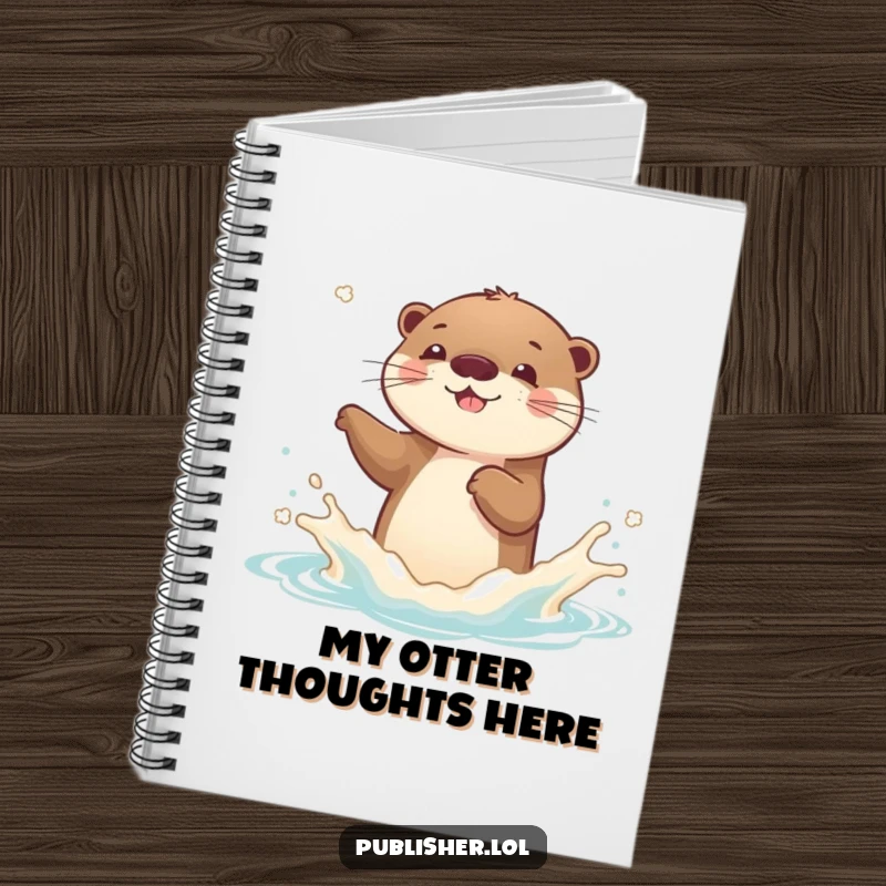 Funny Otter Notebook: A playful otter character splashes a new book cover, inviting pure joy into writing.