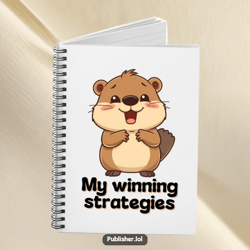 Funny Notebook featuring a delighted beaver closing a deal with a handshake, perfect for jotting down business ideas with humorous enthusiasm.