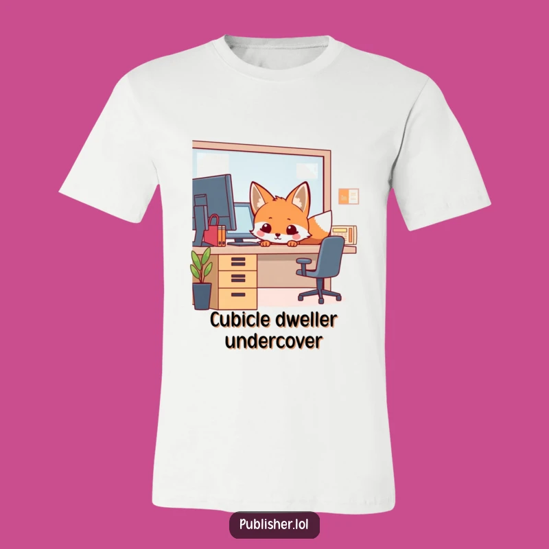 Funny Curious Fox T-Shirt - Hilarious Peeking Office Humor Tee
