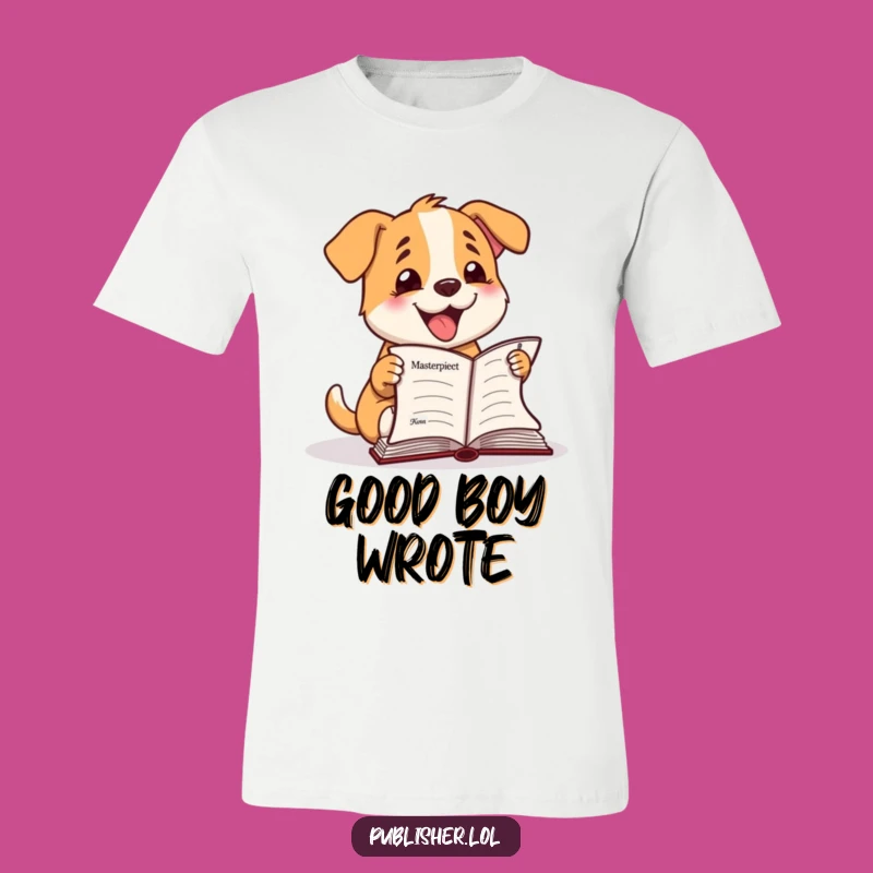 Funny Happy Dog Manuscript T-Shirt: Wear Your Writing Victory with Joy