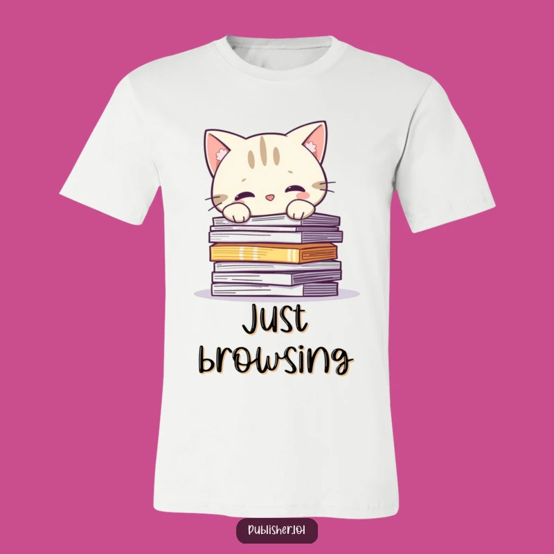Funny Curious Cat Pages T-Shirt: Wear Your Love for Books and Cats