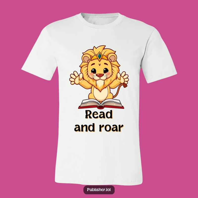 Funny Regal Lion Book Tee: Wear Your Wisdom and Authority with Style