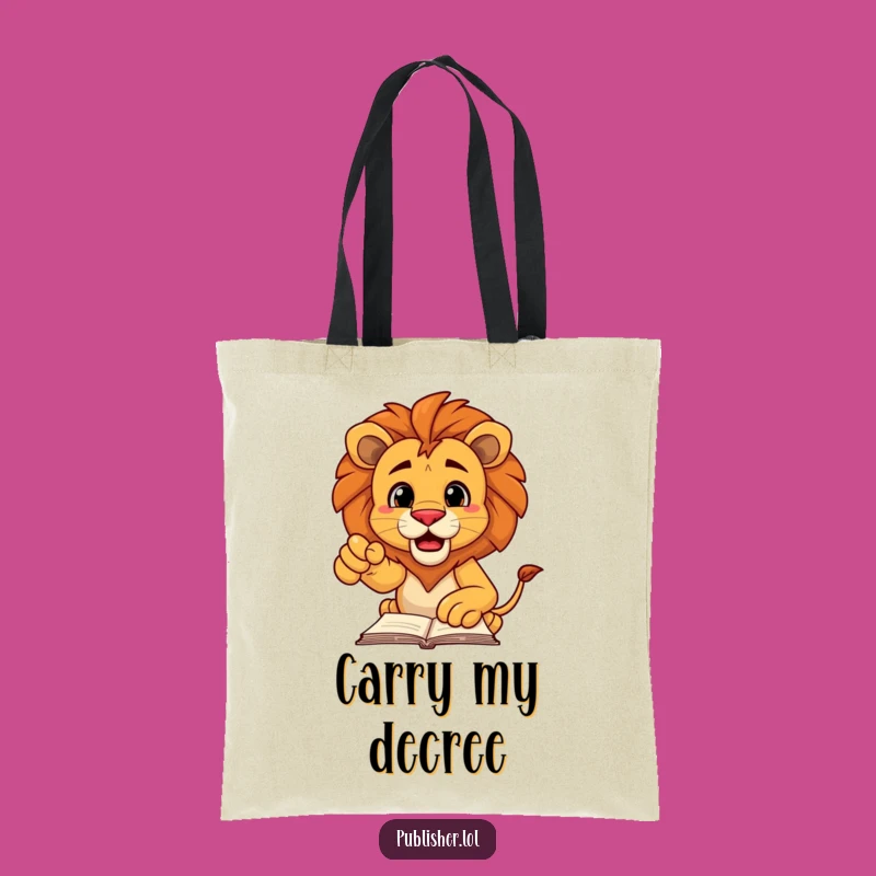 Funny Lion Manuscript Tote Bag: Carry Your Goals with Hilarious Authority