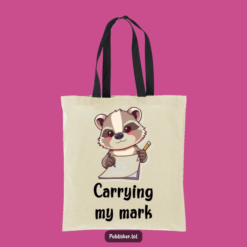 Funny Badger Signing Tote Bag, Determined Professional Accessory, Hilarious Organizer