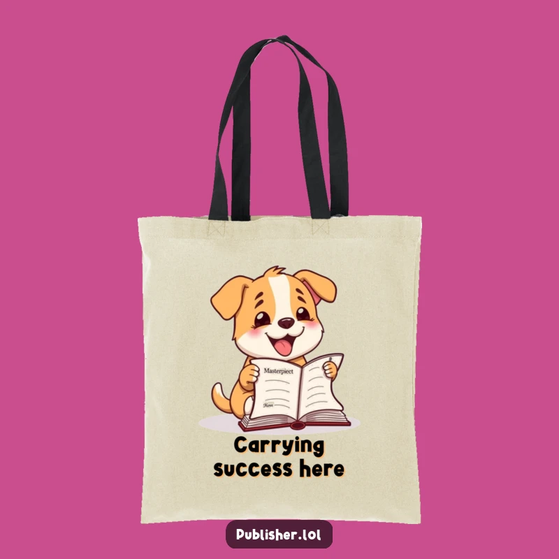 Funny Happy Dog Manuscript Tote Bag: Carry Your Success with Canine Charm