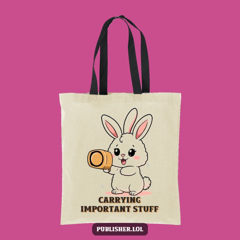 Funny Bunny Stamp Tote Bag: Enthusiastic Productivity Carry-All