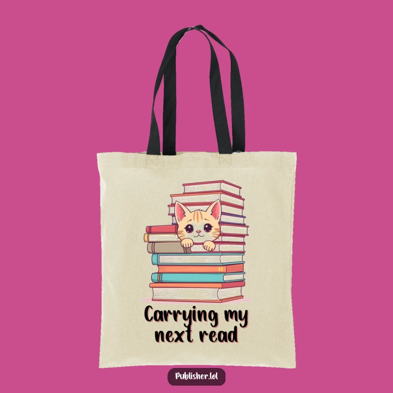 Funny Cat Books Tote Bag: Carry Your Literature and Laughs