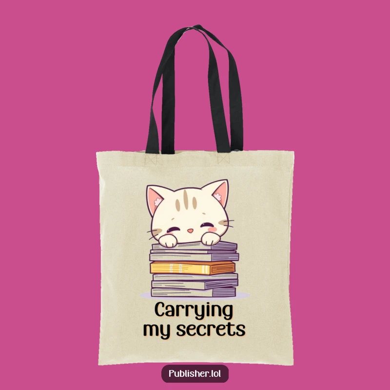 Funny Curious Cat Pages Tote Bag: Carry Your Books and Your Love for Felines