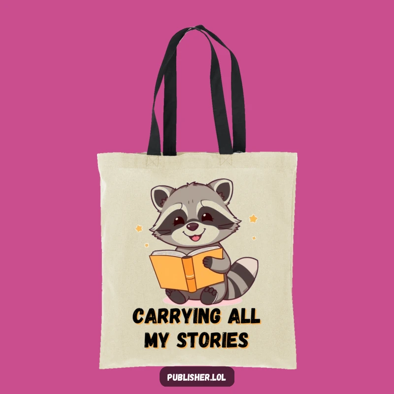 Funny Raccoon Tote Bag: Enthusiastic Book Binder Essential for Story Lovers