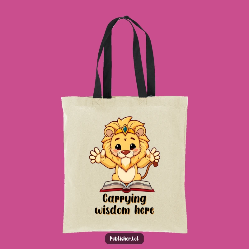 Funny Regal Lion Book Tote Bag: Carry Your Knowledge and Style with Authority