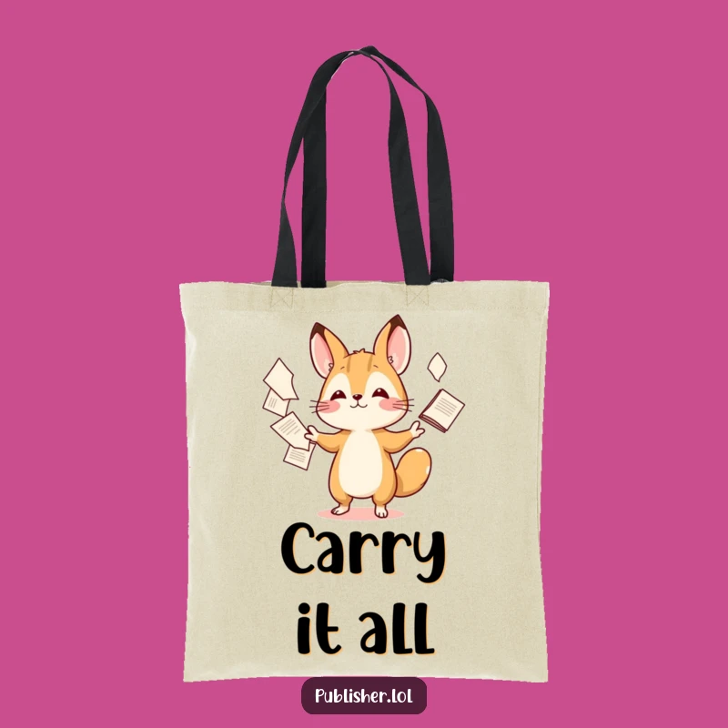 Funny Tiny Animal Juggling Papers Tote Bag - Chic & Hilarious Carryall Gift