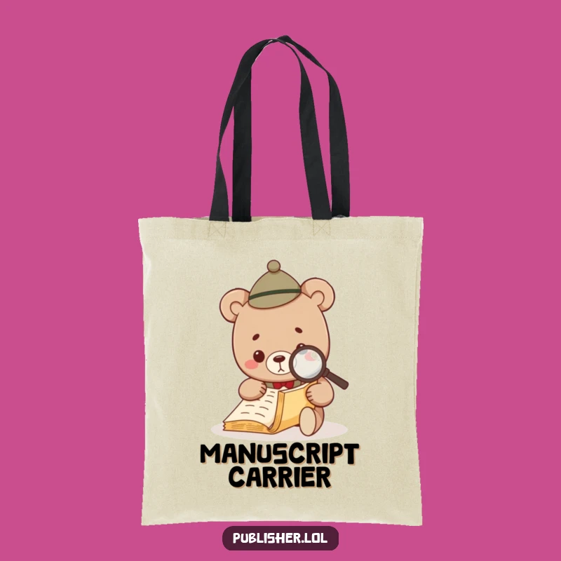 Funny Bear Investigator Tote Bag - Hilarious Book Lover's Carry-All